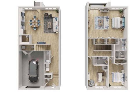 Floor plan for 2 beds, 2.5 baths, 2069 sqft